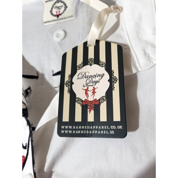 Banned Apparel White Fit & Flare Dress Embroidered Model Face 4XL New Rockabilly - Picture 2 of 12